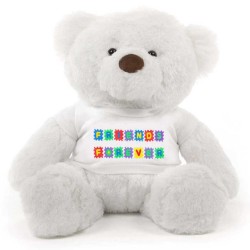 White 2 feet Fur Face Big Teddy Bear wearing a Friends Forever T-shirt